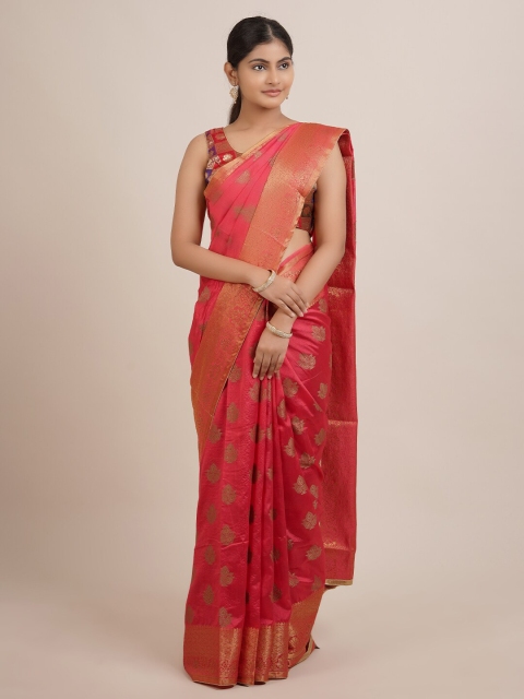 

Pothys Red & Gold-Toned Woven Design Zari Jute Silk Saree
