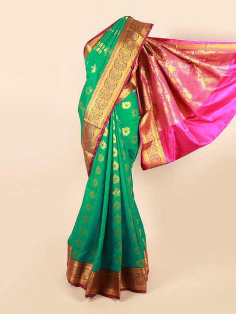 

Pothys Green & Pink Floral Zari Art Silk Saree