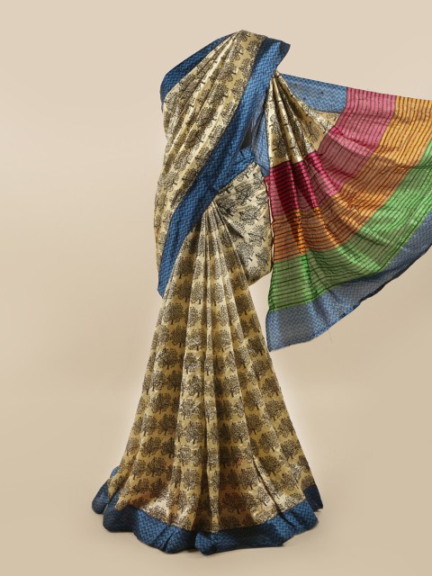 

Pothys Blue & Brown Ethnic Motifs Pure Silk Saree