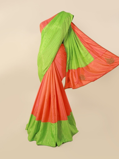 

Pothys Lime Green & Orange Woven Design Saree