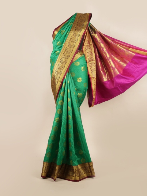 

Pothys Green & Pink Floral Art Silk Saree