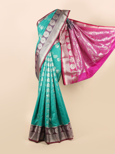 

Pothys Green & Pink Ethnic Motifs Zari Art Silk Saree