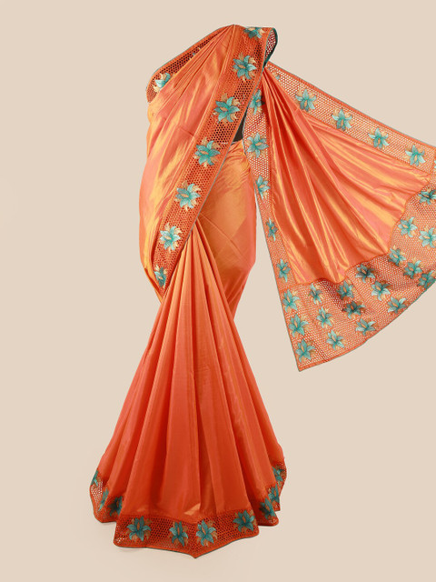 

Pothys Orange & Green Floral Saree