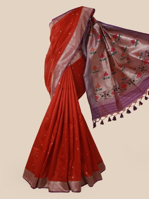 

Pothys Red & Purple Woven Design Zari Saree
