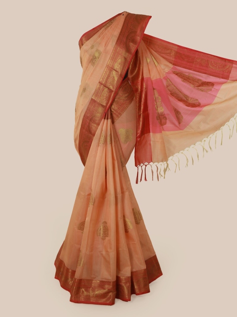 

Pothys Peach-Coloured Woven Design Pure Cotton Saree