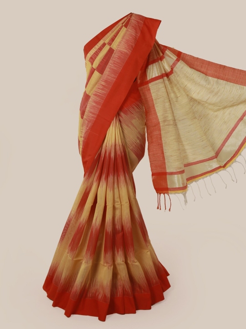 

Pothys Red & Beige Tie and Dye Art Silk Saree