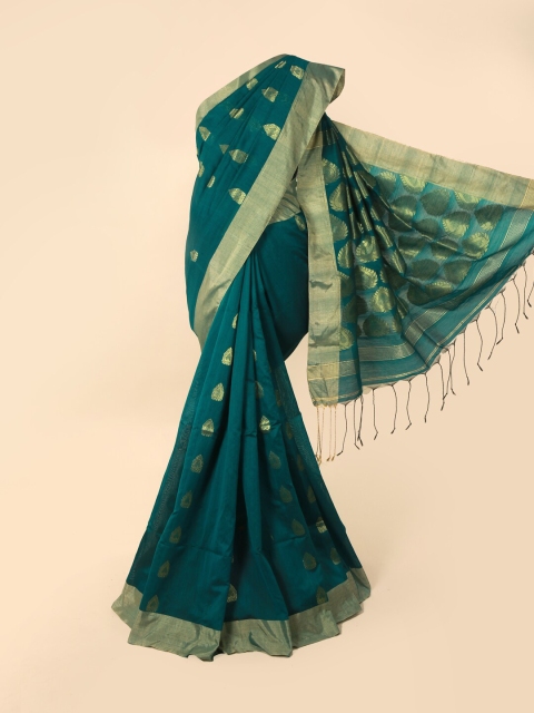 

Pothys Women Green Ethnic Motifs Woven Design Pulia Cotton Saree