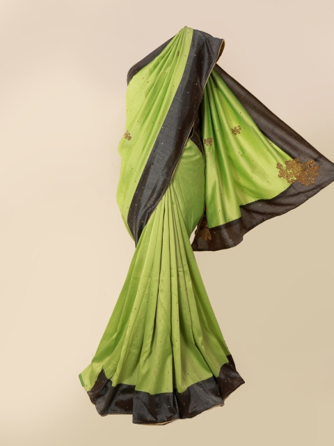 

Pothys Green & Black Embellished Beads and Stones Saree