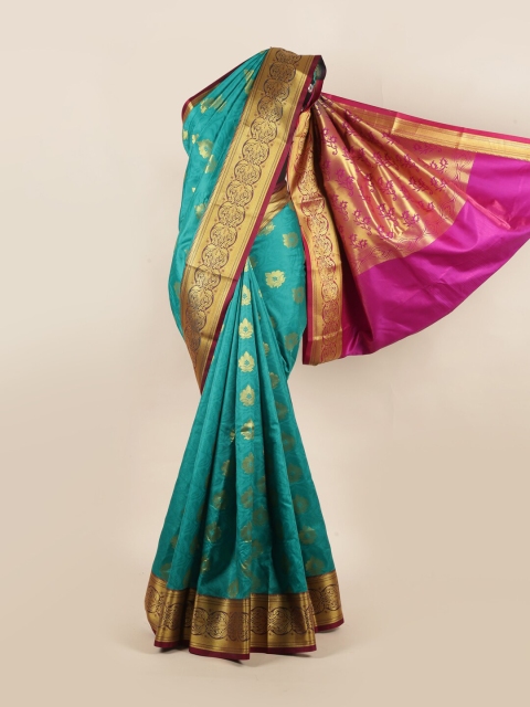 

Pothys Green & Magenta Floral Zari Art Silk Saree