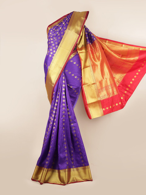 

Pothys Purple & Orange Ethnic Motifs Art Silk Saree