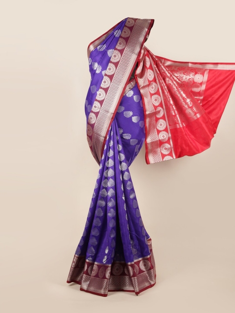 

Pothys Blue & Silver-Toned Woven Design Zari Art Silk Saree