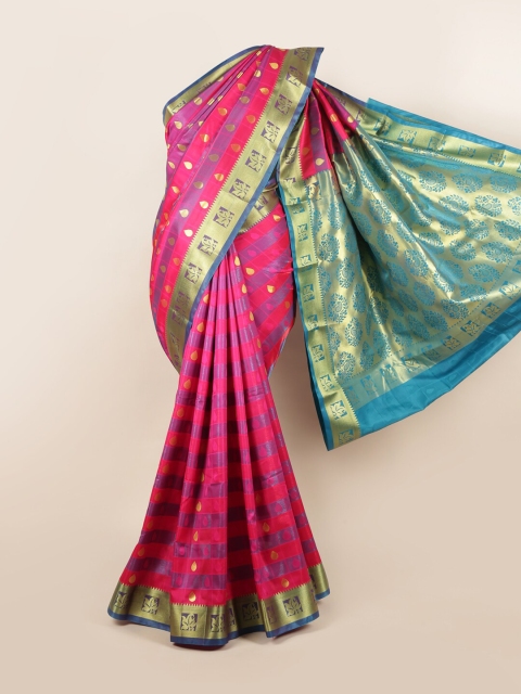 

Pothys Red & Purple Floral Zari Art Silk Saree