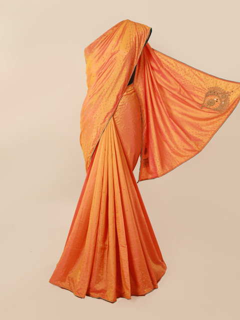 

Pothys Orange Embellished Beads and Stones Saree