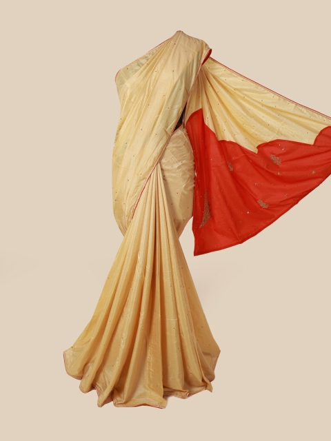 

Pothys Cream-Coloured & Red Woven Design Saree