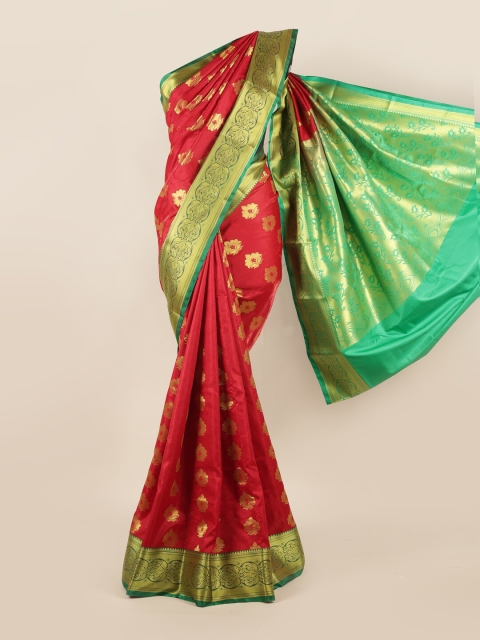 

Pothys Red & Green Ethnic Motifs Zari Art Silk Saree