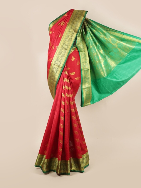 

Pothys Red & Green Ethnic Motifs Zari Art Silk Saree