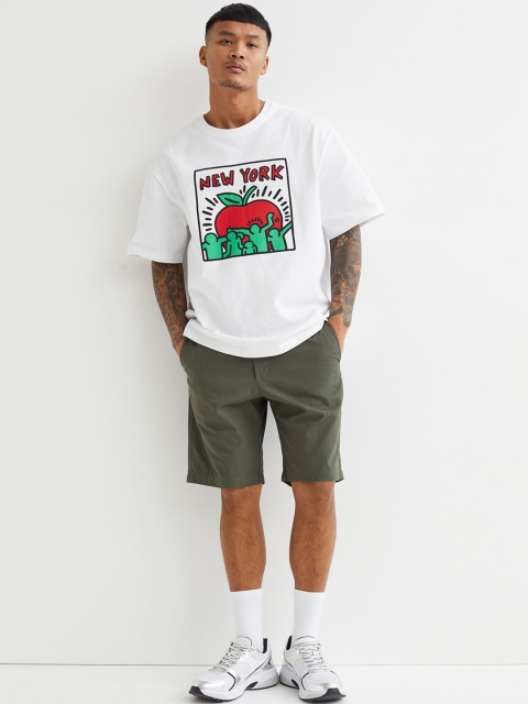 

H&M Men Green Regular Fit Cotton Chino Shorts