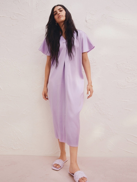

H&M Women Purple V-Neck Kaftan Dress