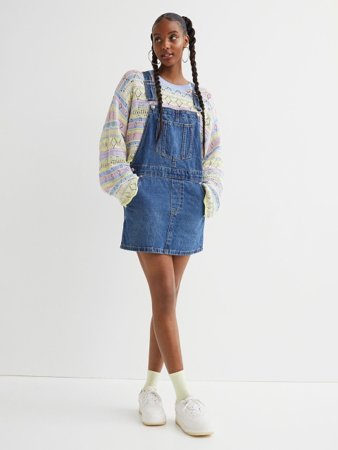 

H&M Blue Denim Cotton Dungaree Dress