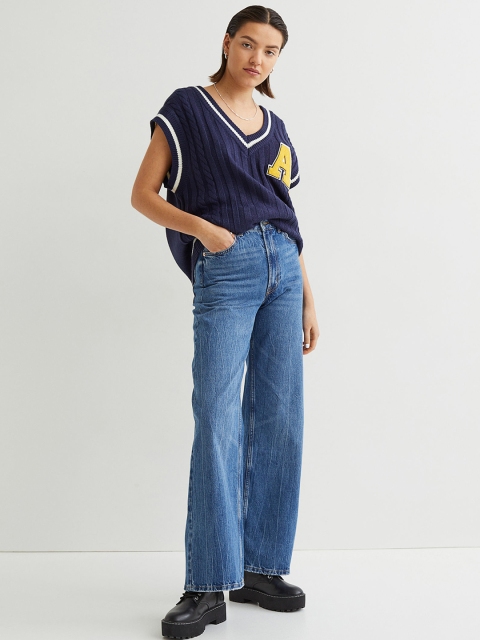 

H&M Women Blue Wide High Jeans