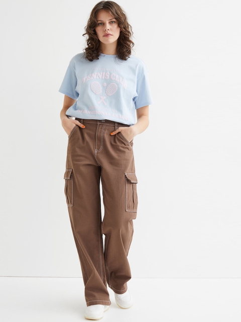 

H&M Women Brown Solid 90s Baggy High Waist Jeans