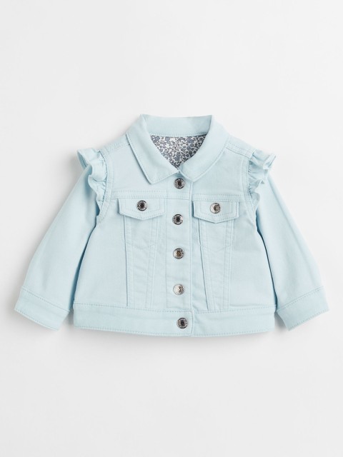 

H&M Girls Blue Frill-Trimmed Twill Jacket