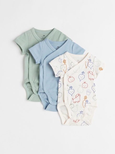 

H&M Pack of 3 Blue & Green Wrapover Bodysuits