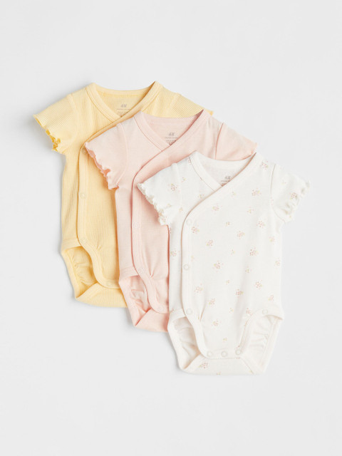 

H&M Girls Pink & Yellow 3-Pack Wrapover Bodysuits
