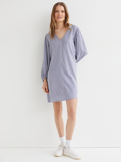 

H&M Women Blue Balloon-Sleeved Dress