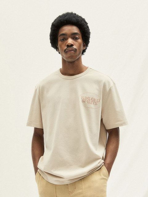 

H&M Beige Printed Cotton T-shirt
