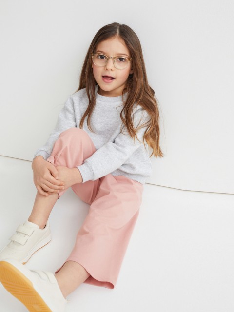 

H&M Girls Pink Solid Jersey Culottes Trousers