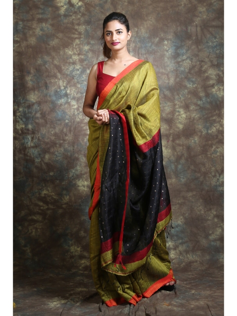 

Arhi Green & Black Woven Design Pure Silk Saree
