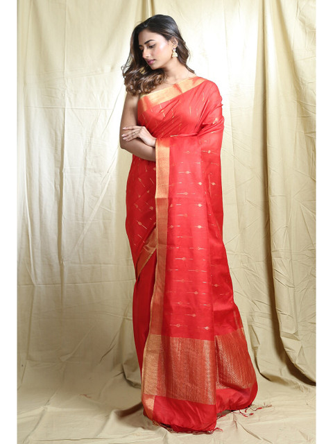 

Arhi Red & Gold-Toned Woven Design Saree