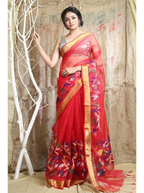 

Arhi Red & Green Woven Design Zari Pure Silk Saree