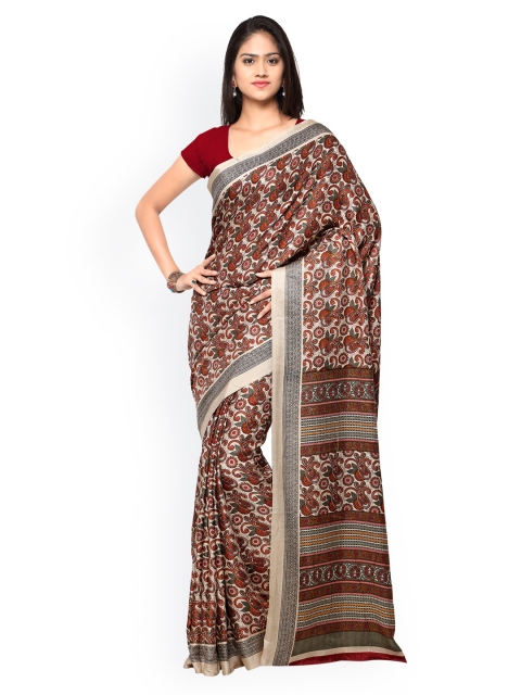 

Saree mall Beige & Orange Art Silk Paisley Print Saree