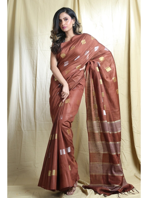 

Arhi Brown & Gold-Toned Woven Design Saree