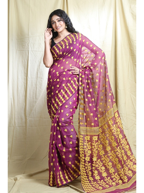 

Arhi Pink & Yellow Woven Design Silk Cotton Saree