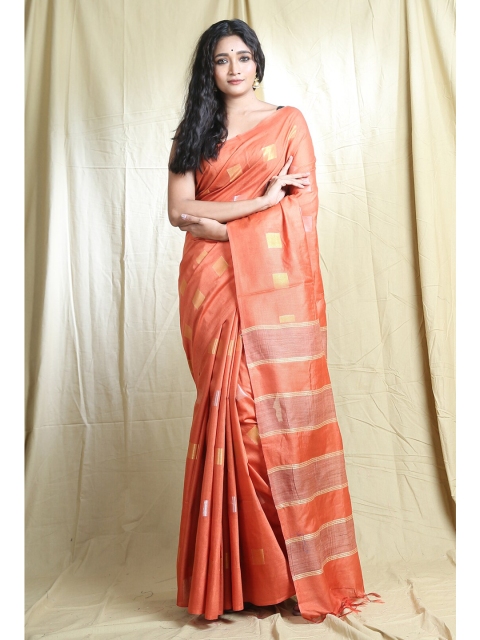 

Arhi Orange & Gold-Toned Woven Design Saree