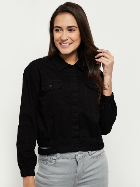 

max Women Black Solid Regular Fit Casual Shirt