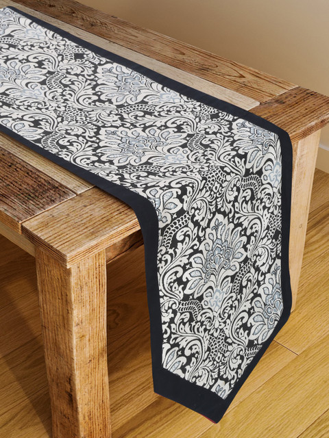 

Rajasthan Decor Black & White Ethnic Motifs Printed Cotton Table Cover