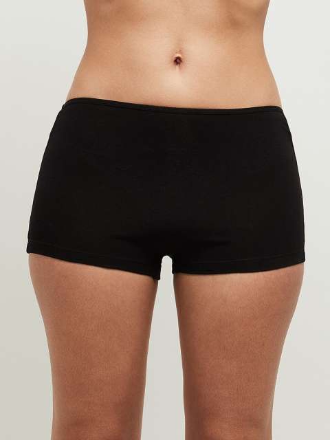 

max Women Black Solid Mid Rise Cotton Boy Shorts
