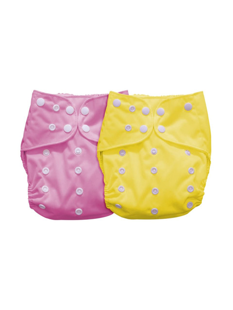 

Moms Home Set of 2 Reusable Cotton Pocket Diapers With 2 Inserts, Pink