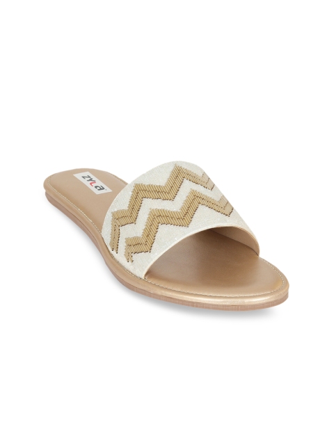 

Zyla Women Gold-Toned Embellished Open Toe Flats