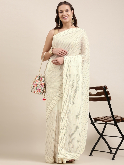 

Pratham Blue Off White Sequinned Pure Georgette Saree