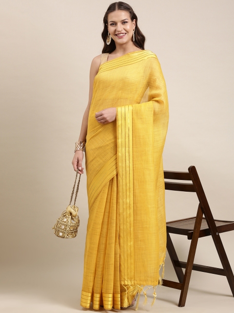 

Pratham Blue Yellow Embellished Gotta Patti Saree