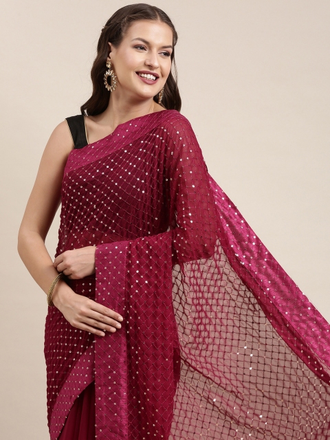 

Pratham Blue Magenta Sequinned Pure Georgette Saree