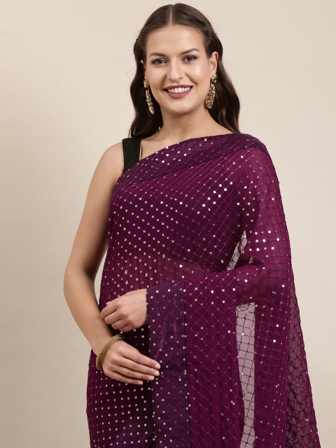 

Pratham Blue Purple Sequinned Pure Georgette Saree