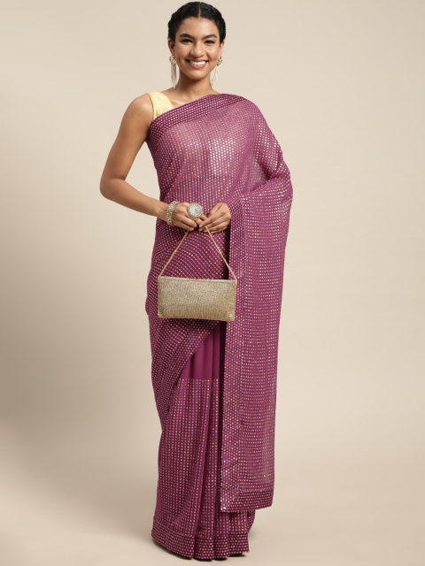 

Pratham Blue Pink Sequinned Pure Georgette Saree