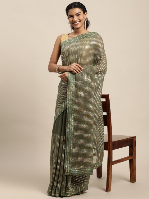 

Pratham Blue Green Sequinned Pure Georgette Saree