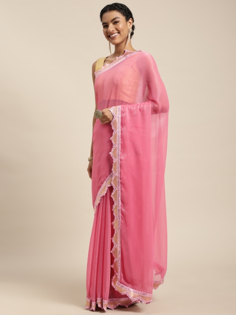 

Pratham Blue Pink Solid Saree
